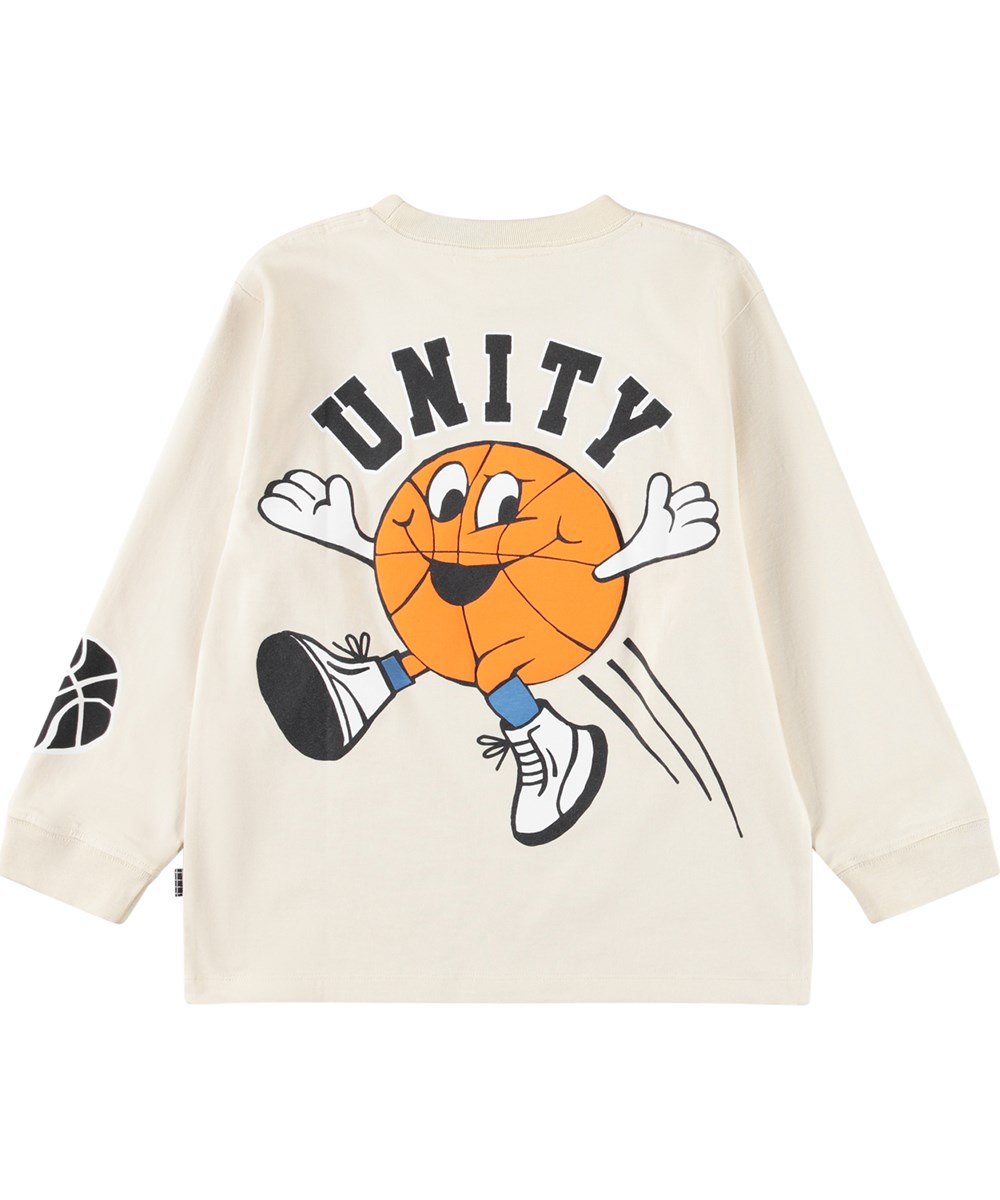 Rube - Basket Mascots - Beige långärmad topp för barn i ekologisk bomull