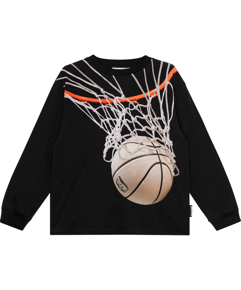 Rube - Basket Net Dark - Svart ekologisk långärmad tröja med basketmönster.