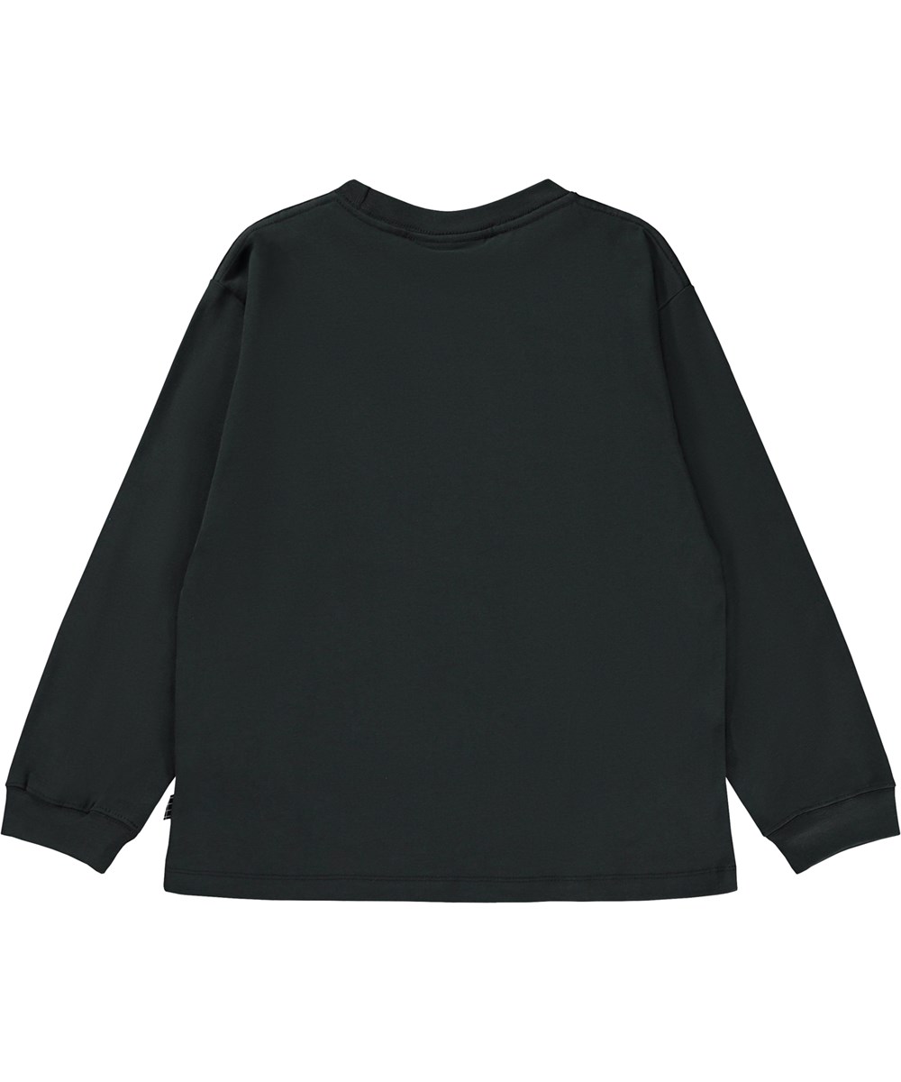 Rube - Dark Sky - Svart ekologisk långärmad t-shirt med datormönster.