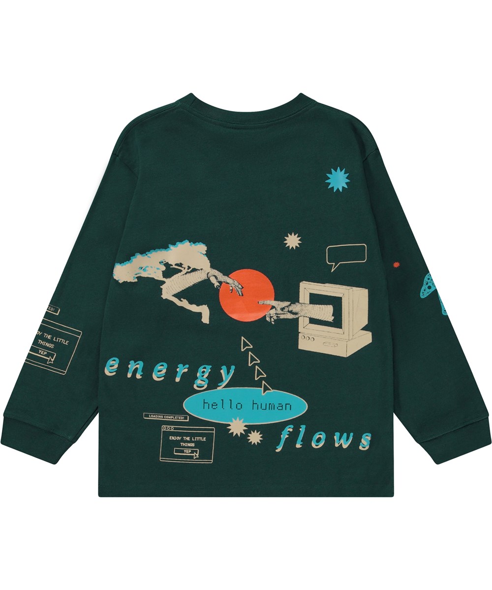 Rube - Fantasy Forest - Grön långärmad t-shirt med grafiskt mönster.