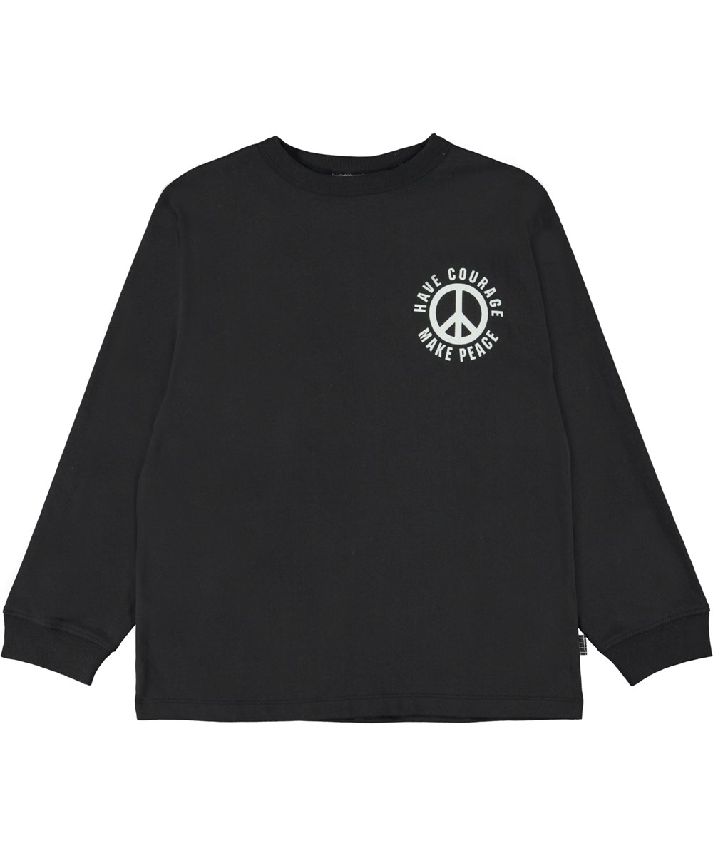 Rube - Make Peace - Svart ekologisk t-shirt med peace.