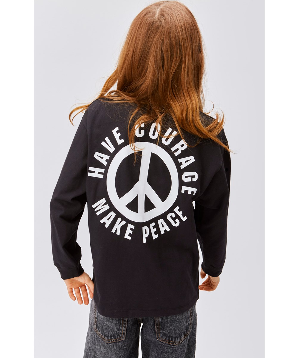 Rube - Make Peace - Svart ekologisk t-shirt med peace.