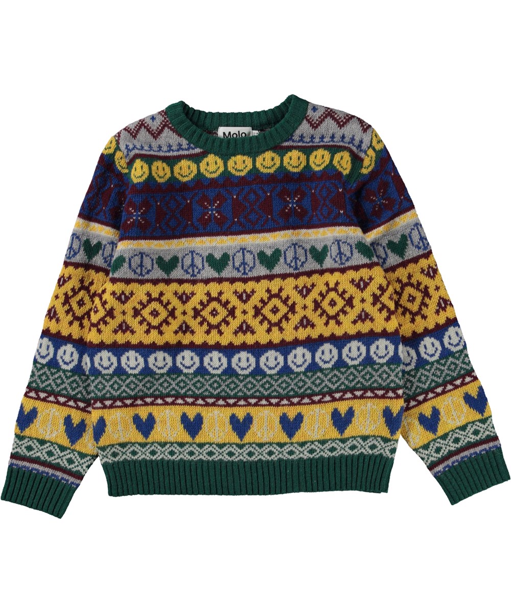 Barri - Traditional - Multifärgad stickad tröja i nordisk stil