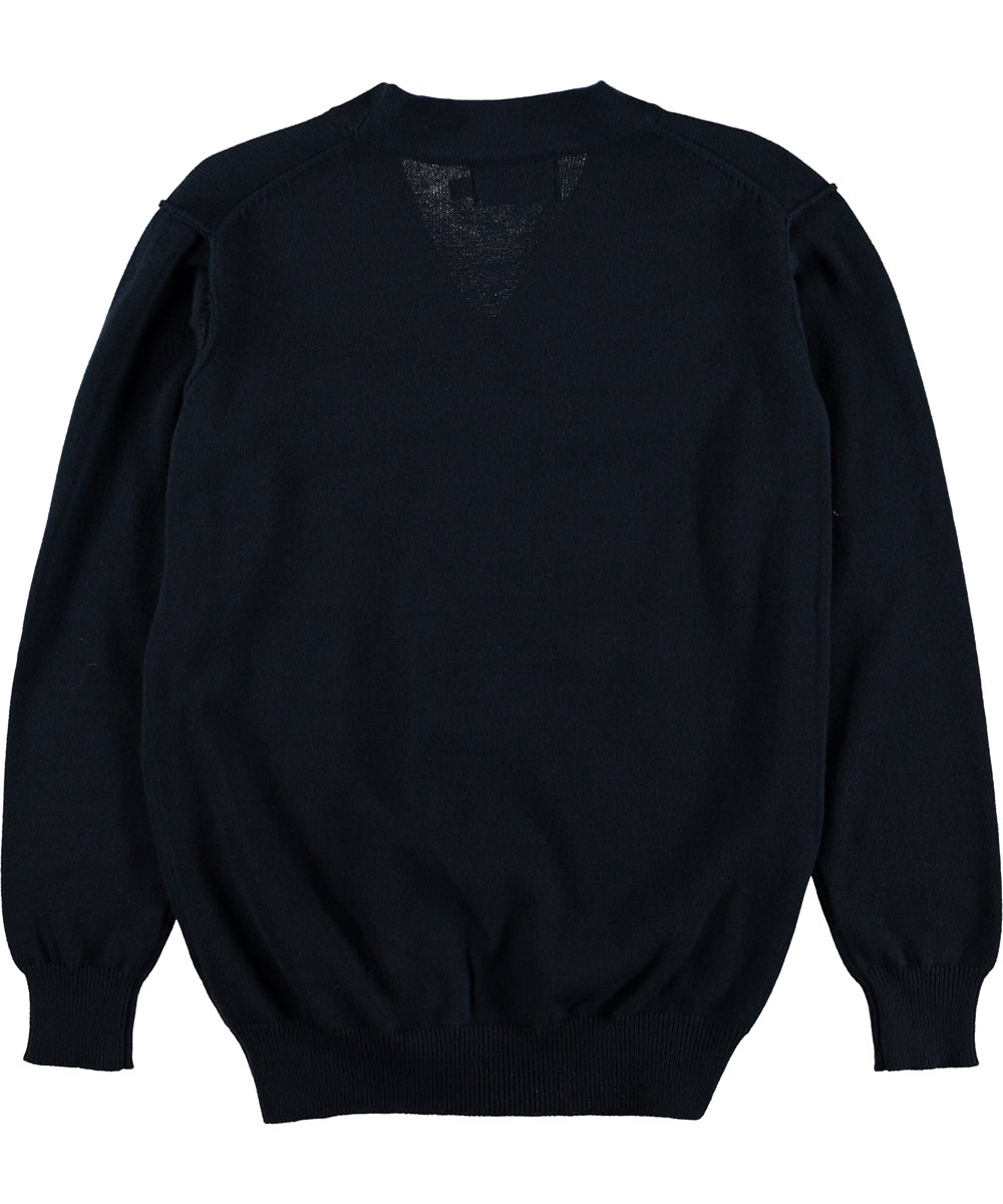 Basel - Carbon - Blå stickad cardigan.