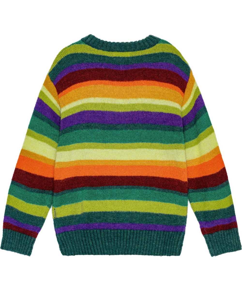 Bello - Colour Stripe - Multifärgad randig alpackatröja med rund hals och lös passform.
