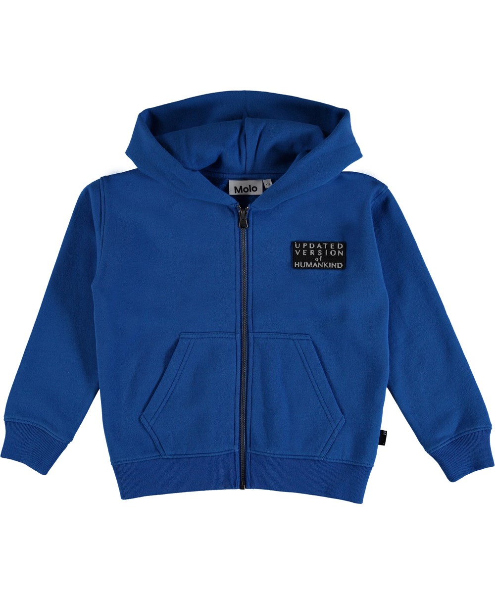 Macci - A_I_ Blue - Blus med huva med text på bröstet. 