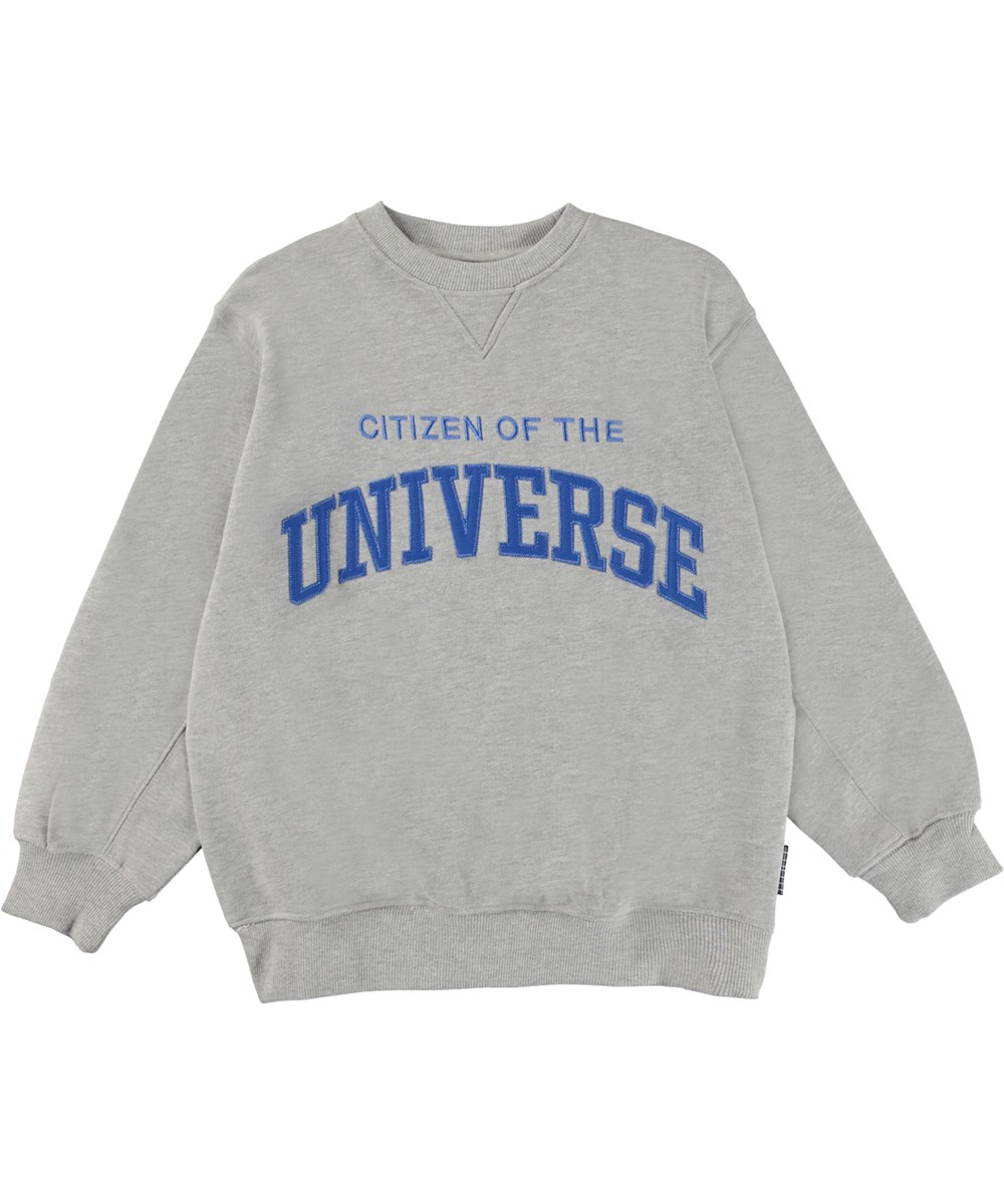 Magni - Grey Melange - Grå tröja med universum i blått.