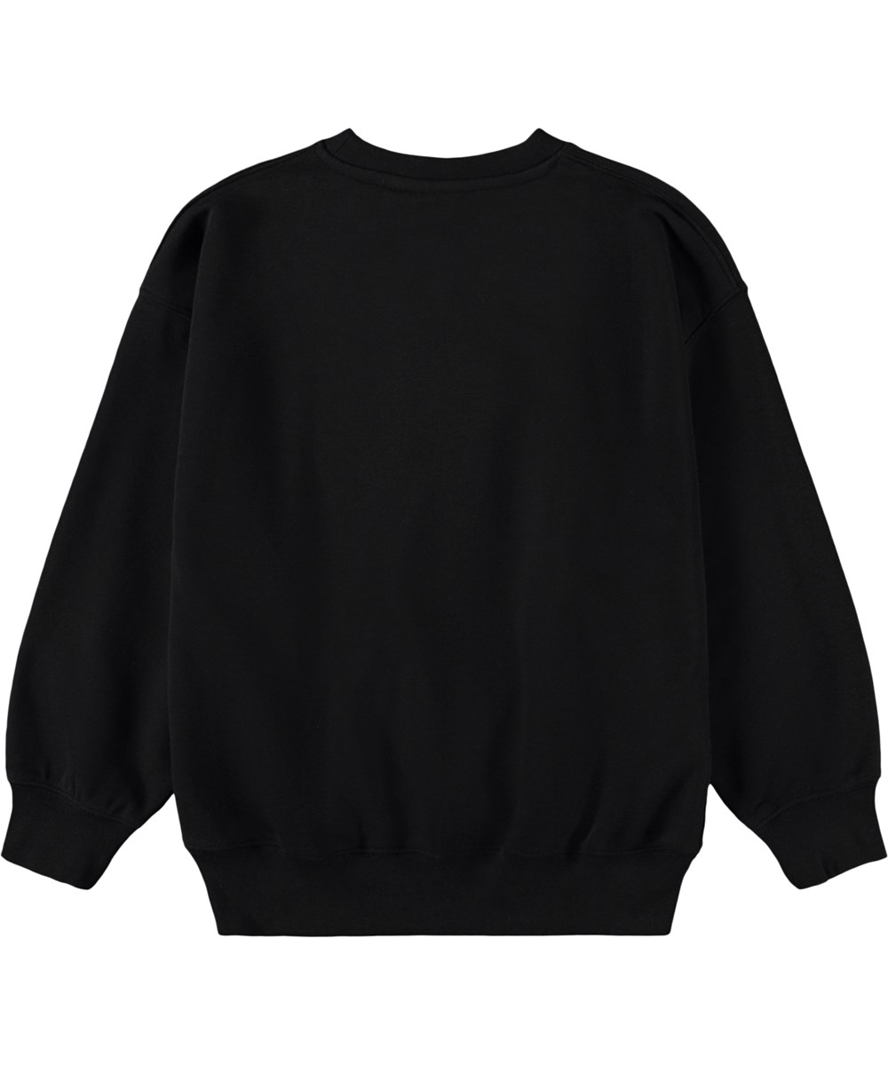 Mar - Black - Svart sweatshirt för barn i ekologisk bomull med mönster
