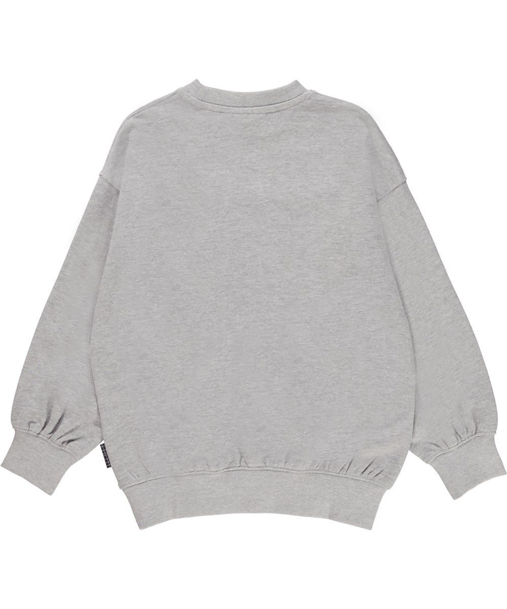 Mar - Grey Melange - Grå sweatshirt med hello smiley.