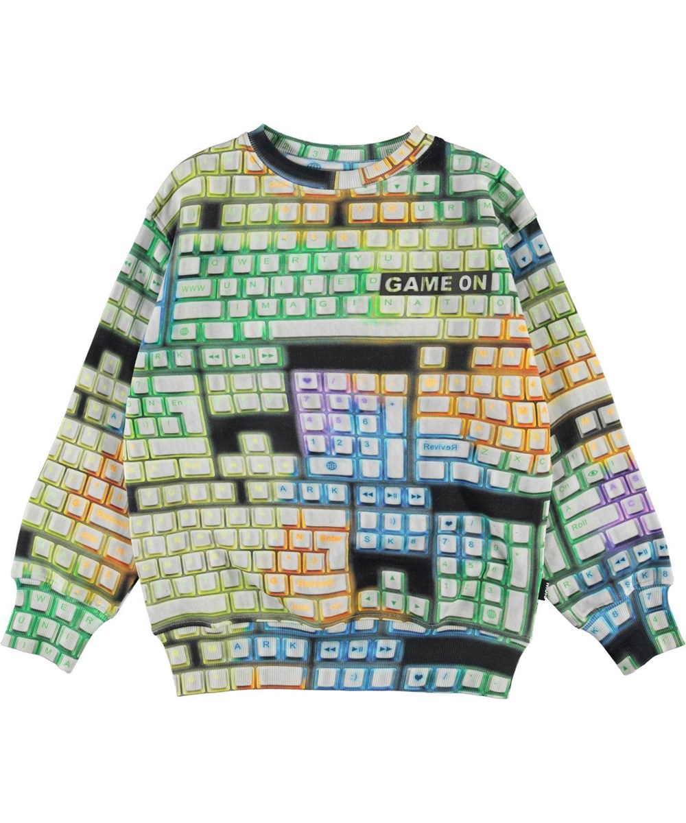 Mattis - Game On - Multifärgad sweatshirt med keyboard.