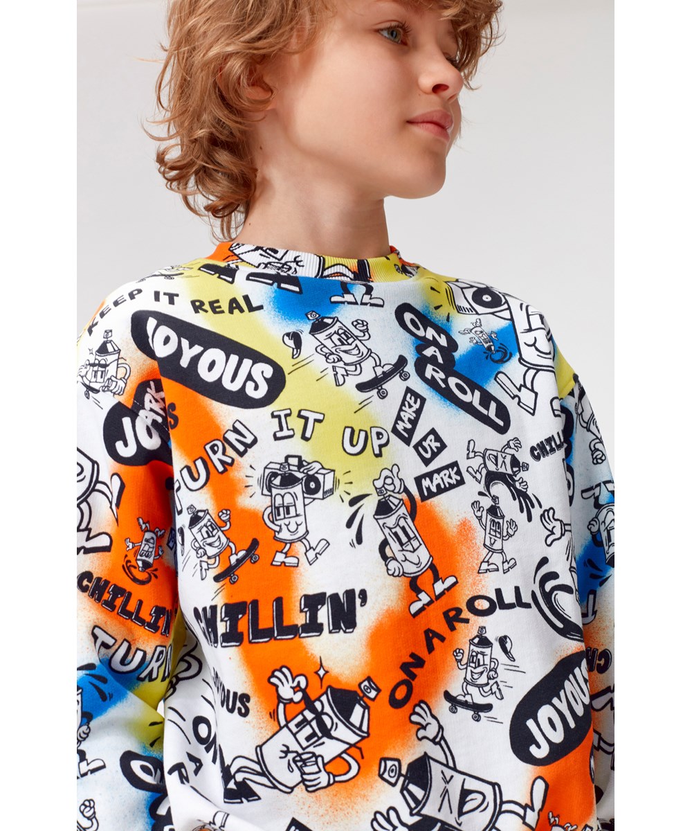 Mattis - Make Ur Mark - Multifärgad sweatshirt med sprayflaskor.