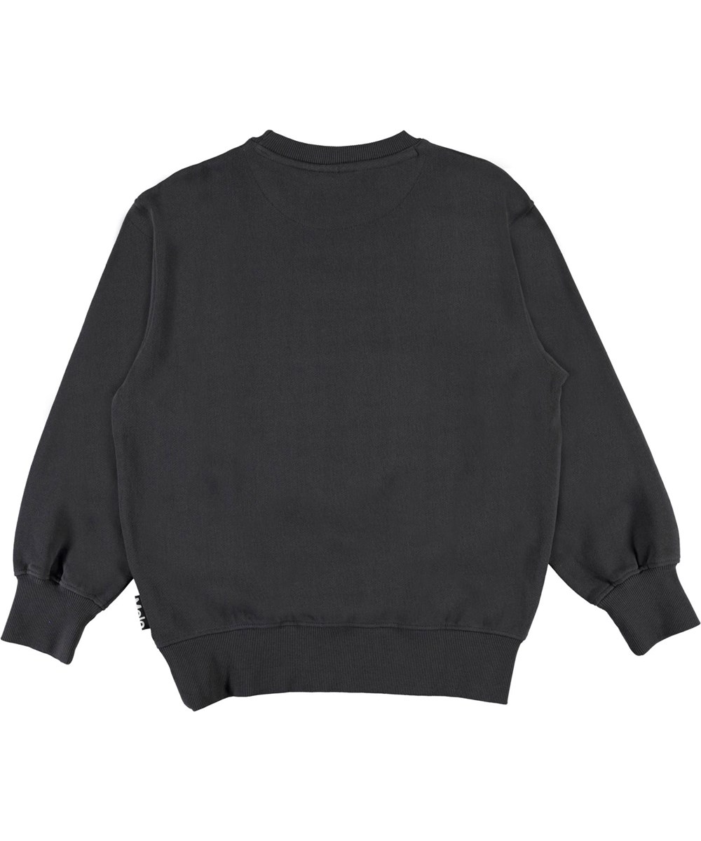 Mattis - Night Grey - Mörkgrå sweatshirt med broderad text 