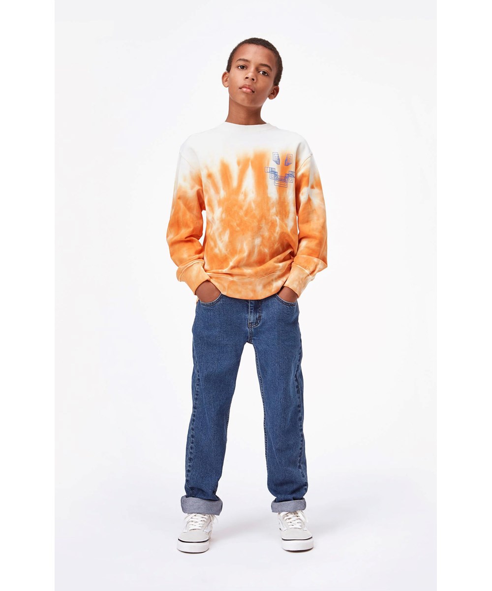 Mattis - Sunset Orange - Ekologisk orange batikmönstrad sweatshirt