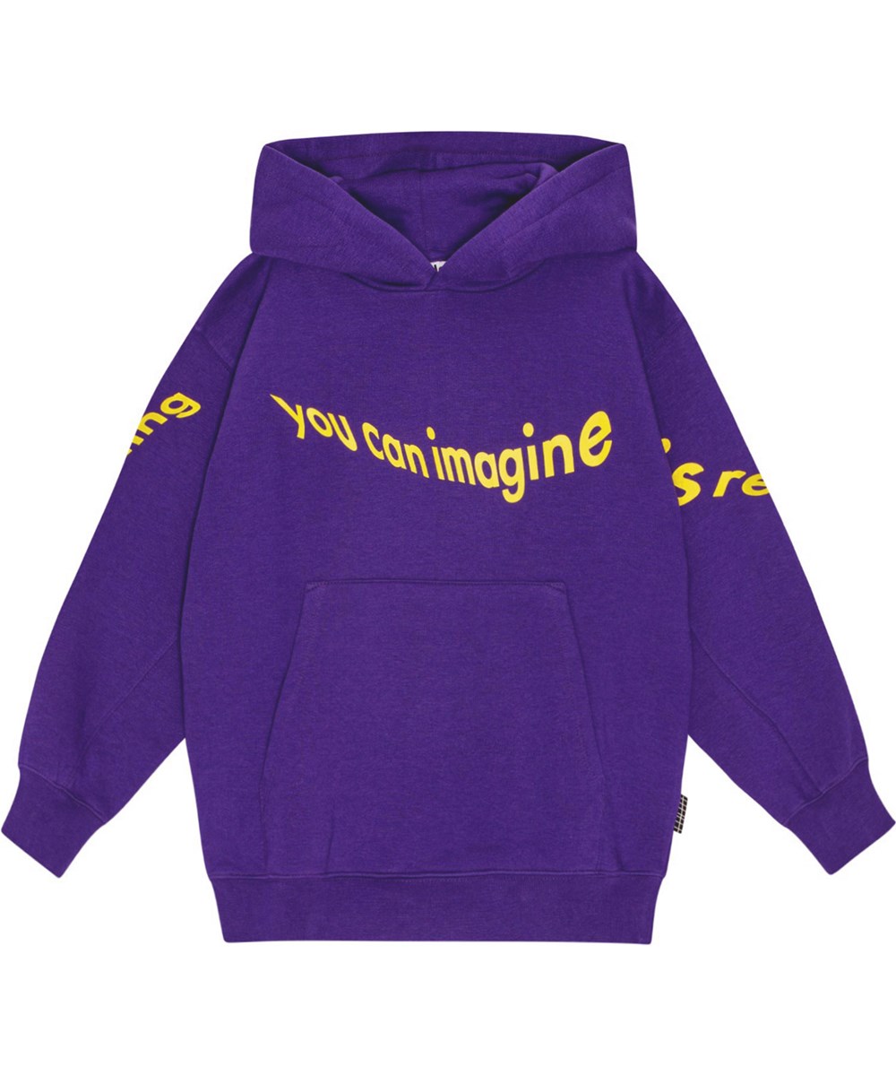 Maxx - Nightshade - Lila hoodie med oversized passform och tryckt text.