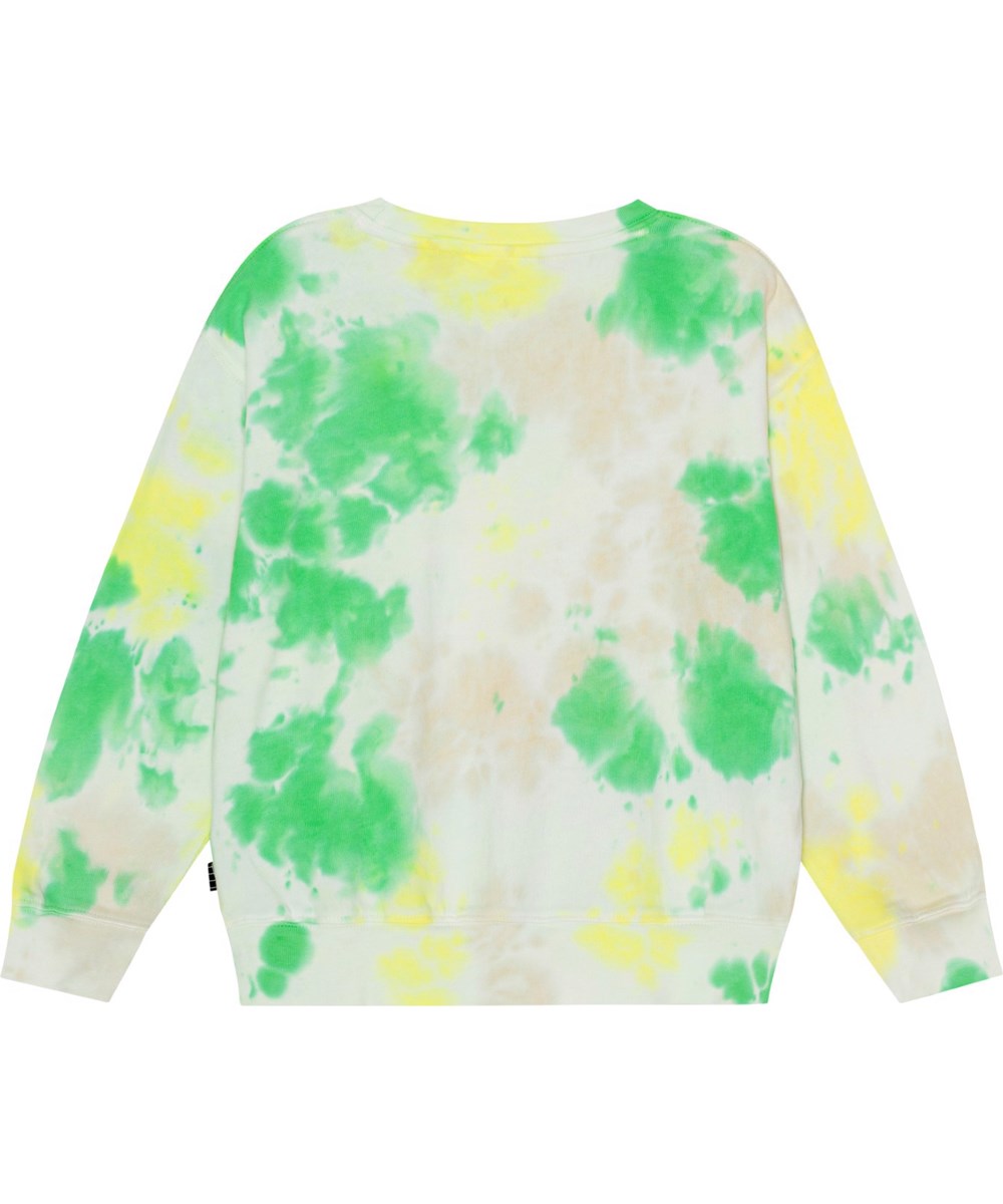 Memphis - Garden Dye - Ekologisk sweatshirt med gult och grönt tie-dye mönster. 