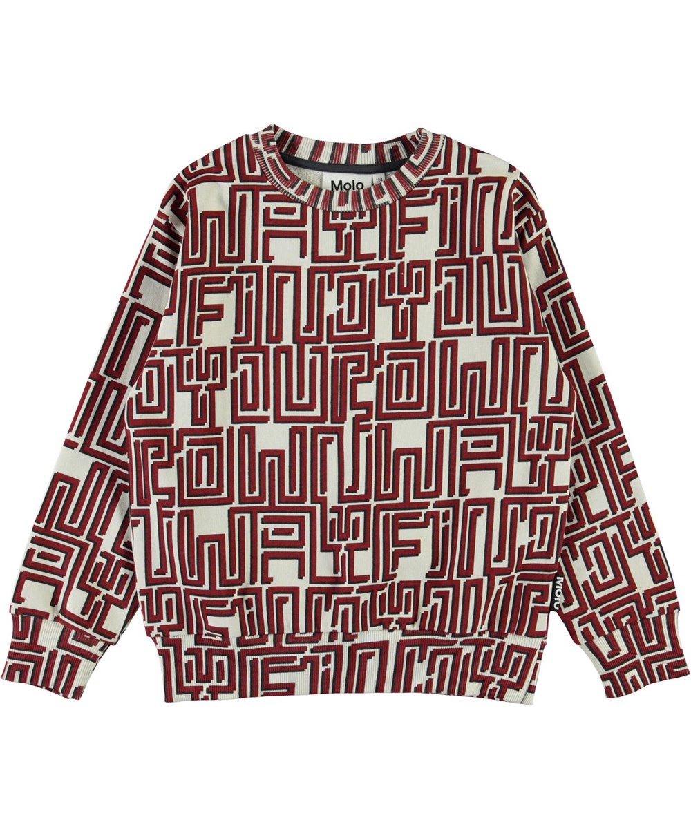 Mik - Find Your Own Way R - Ekologisk sweathshirt med röd labyrint