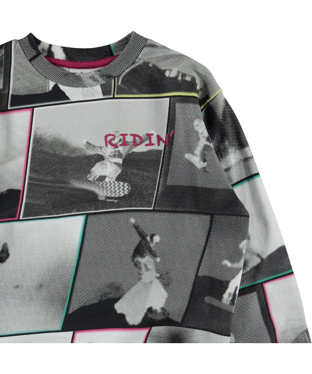 Mik - Snowboarding - Ekologisk grå sweatshirt med snowboardåkare