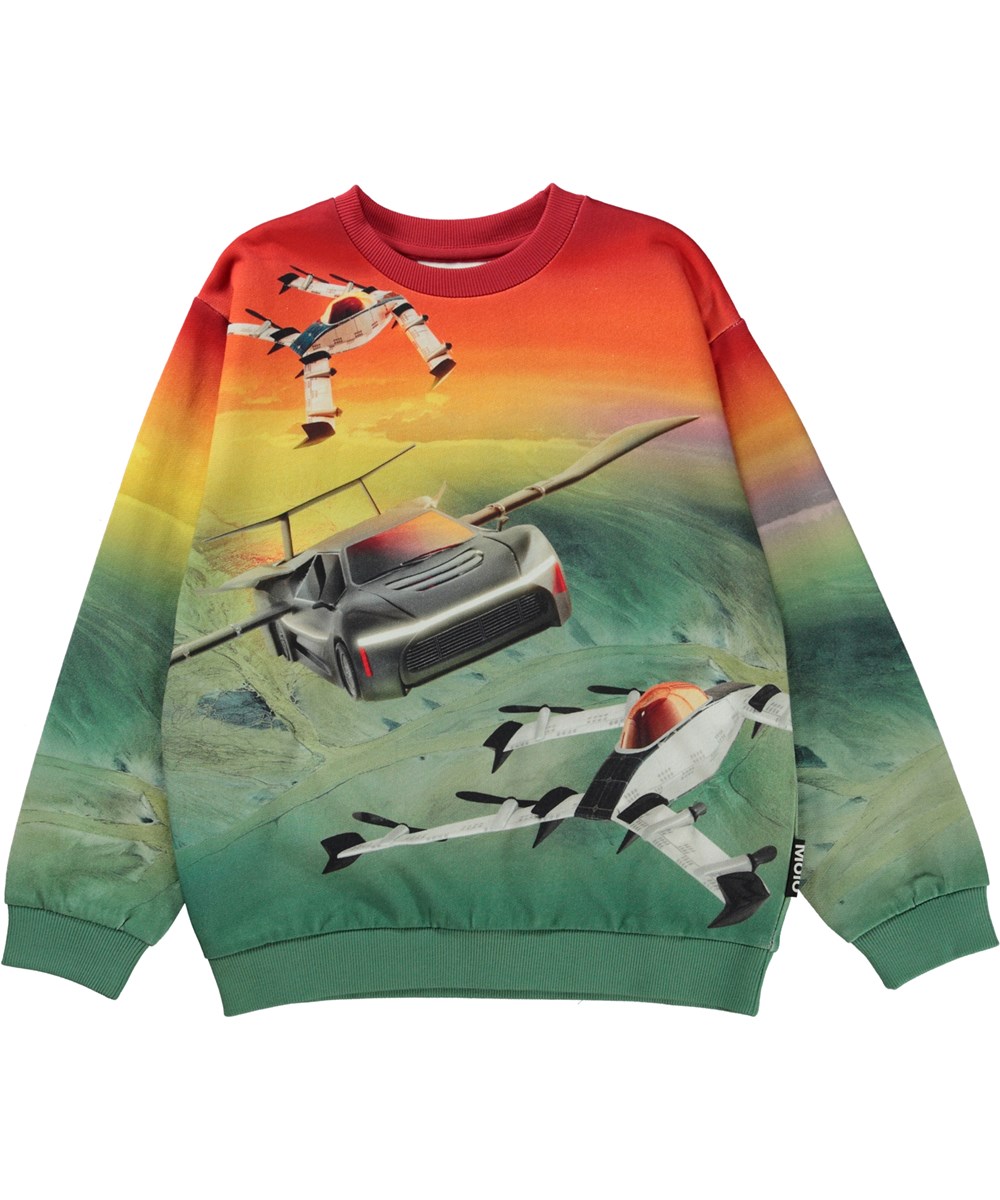 Miksi - Flying Cars - Ekologisk sweatshirt med flygande bil.