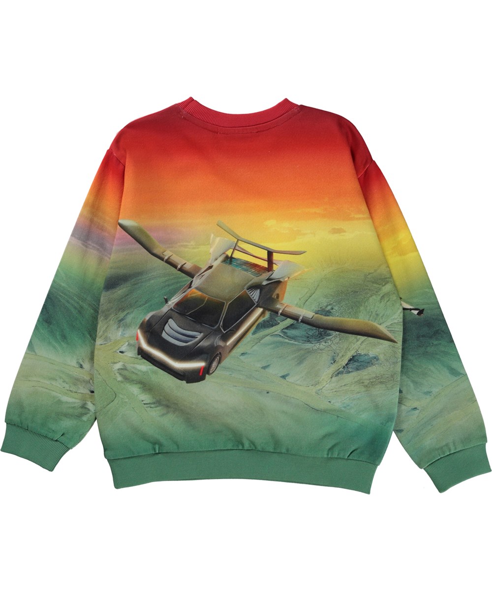 Miksi - Flying Cars - Ekologisk sweatshirt med flygande bil.