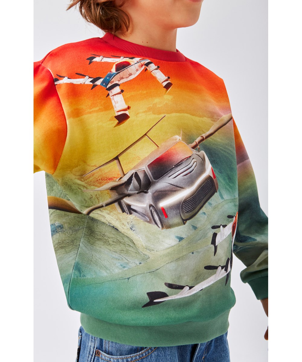 Miksi - Flying Cars - Ekologisk sweatshirt med flygande bil.