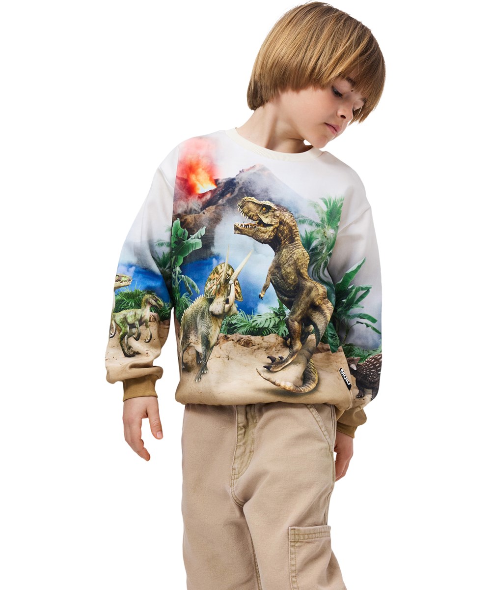Miksi - Hot Spring Dinos - Sweatshirt för barn i ekologisk bomull med dinosauriemönster
