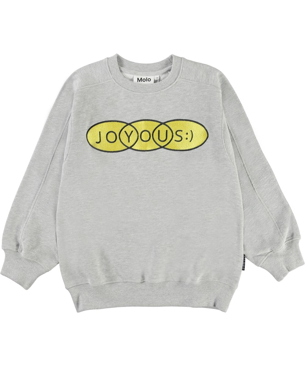 Mir - Marled Grey - Ljusgrå sweatshirt med joyous mönster.