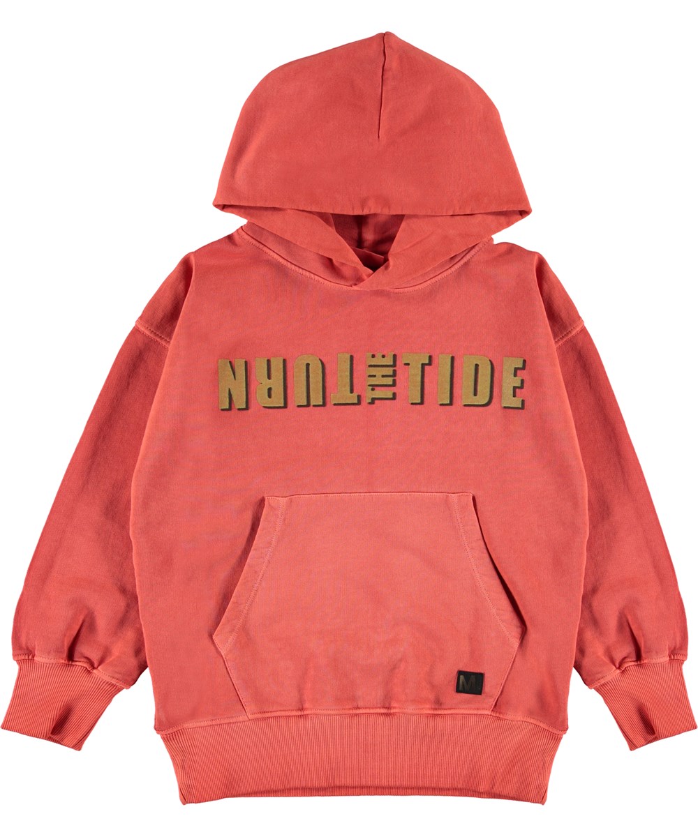 Moz - Burnt Sienna - Röd hoodie med text tryck