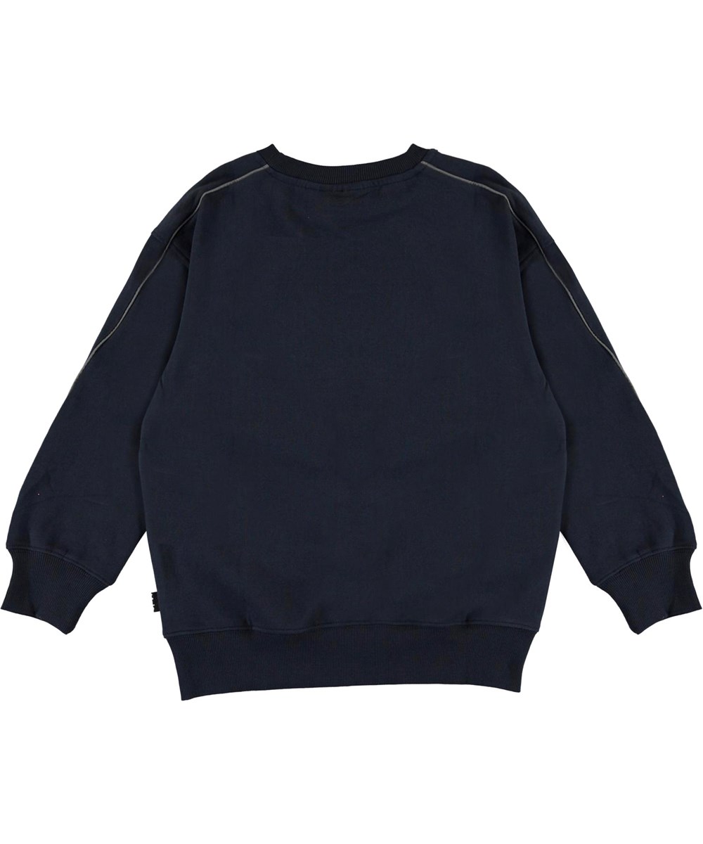 Mozy - Dark Navy - Ekologisk mörkblå tröja med print