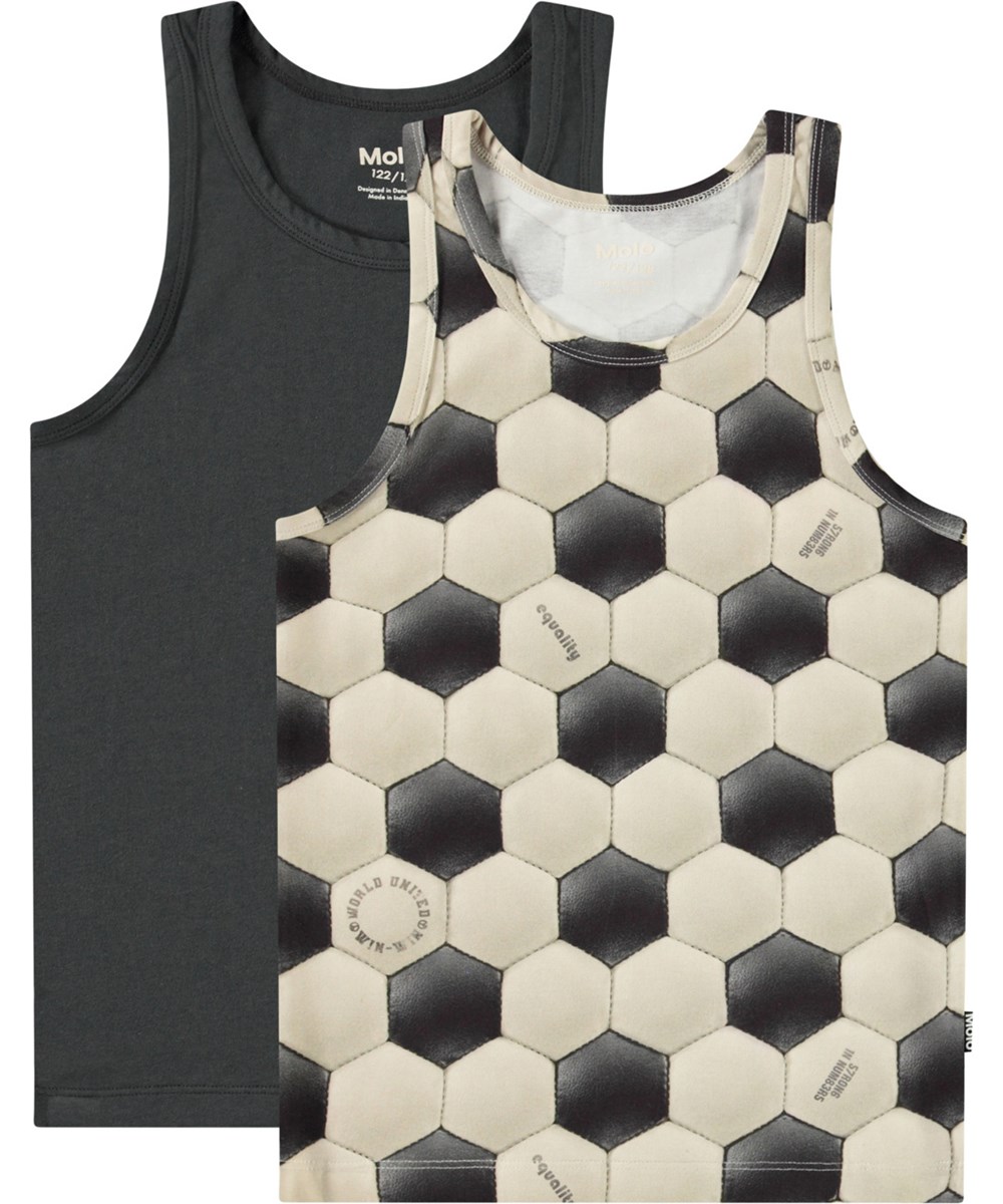 Jayden 2-pack - Football Black - 2-pack med linne för barn i mjuk ekologisk bomull.