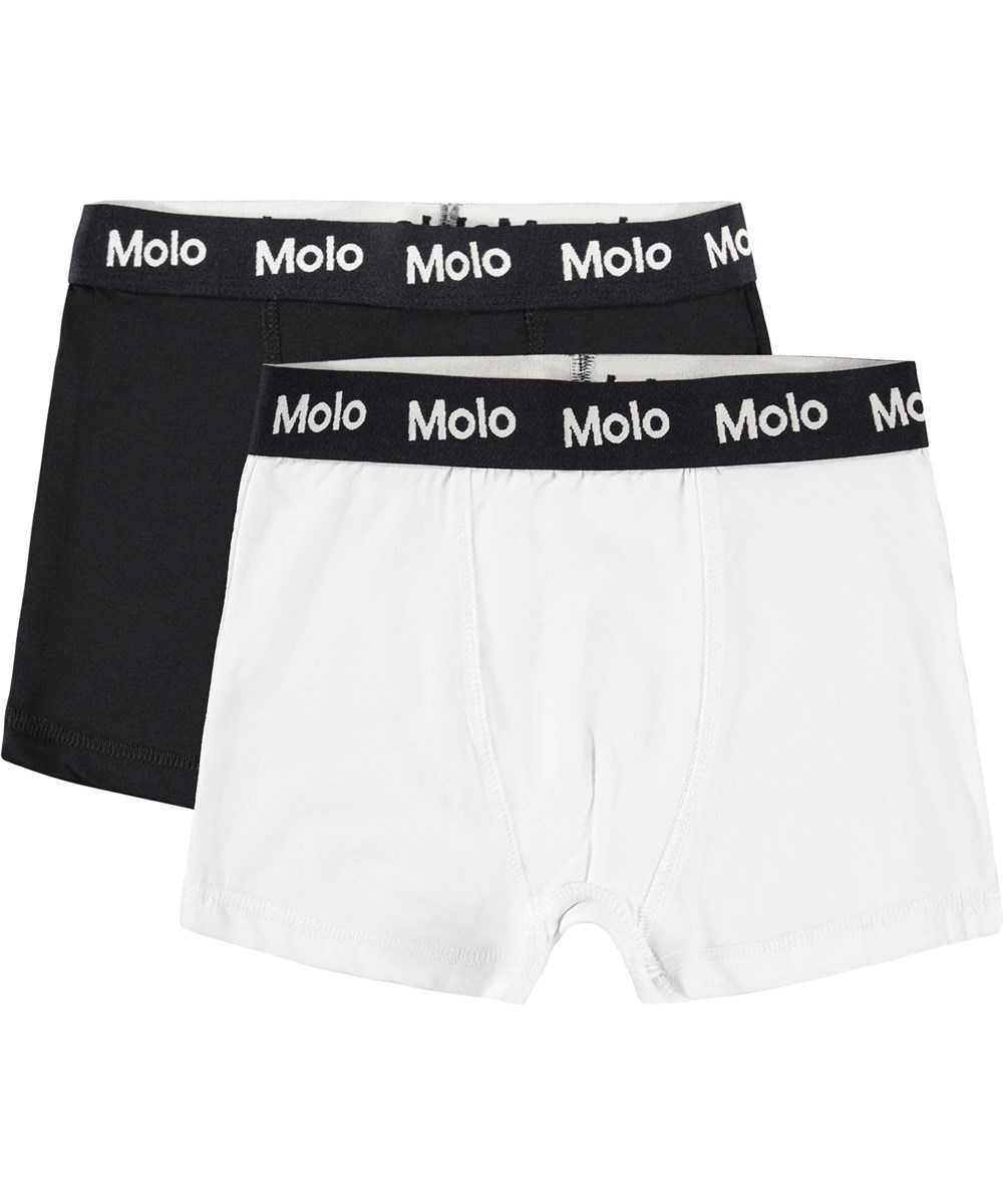 Justin 2-pack - Black White - Ekologiska boxershorts i svart och vit.