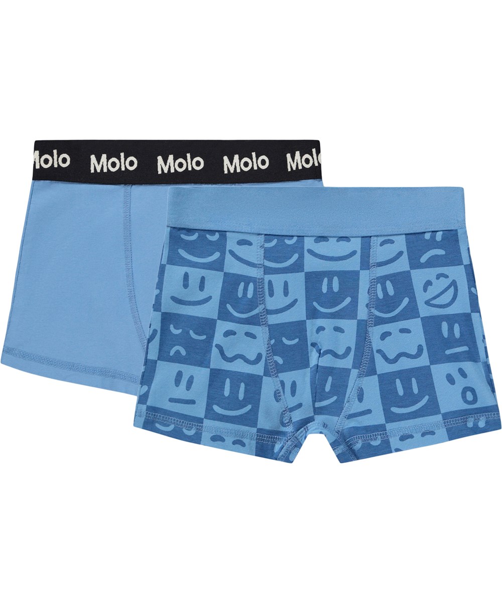 Justin 2-pack - Blue Vibes - 2-pack blå boxershorts för barn i ekologisk bomull