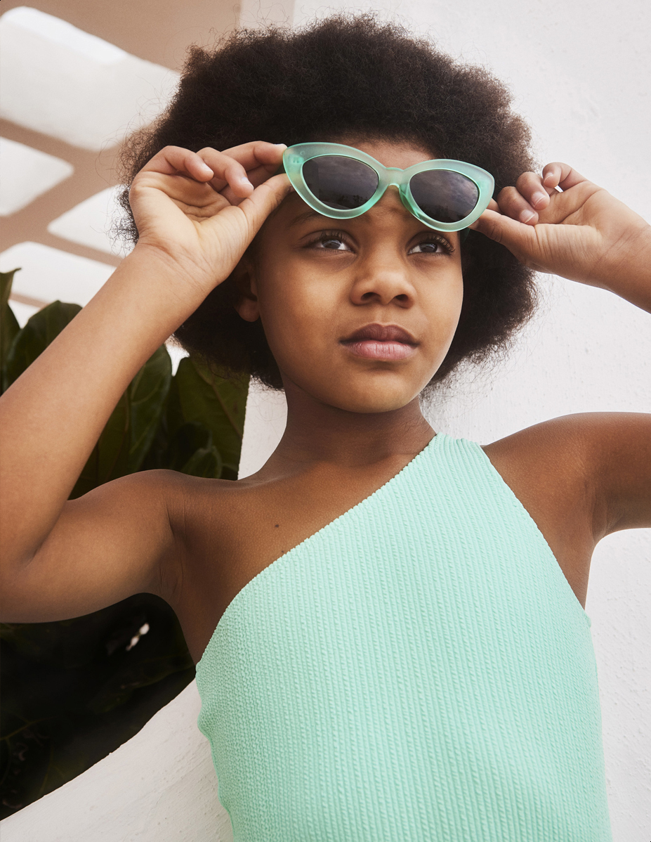 Nai - Cool Mint - Green one shoulder swimsuit in a wavy