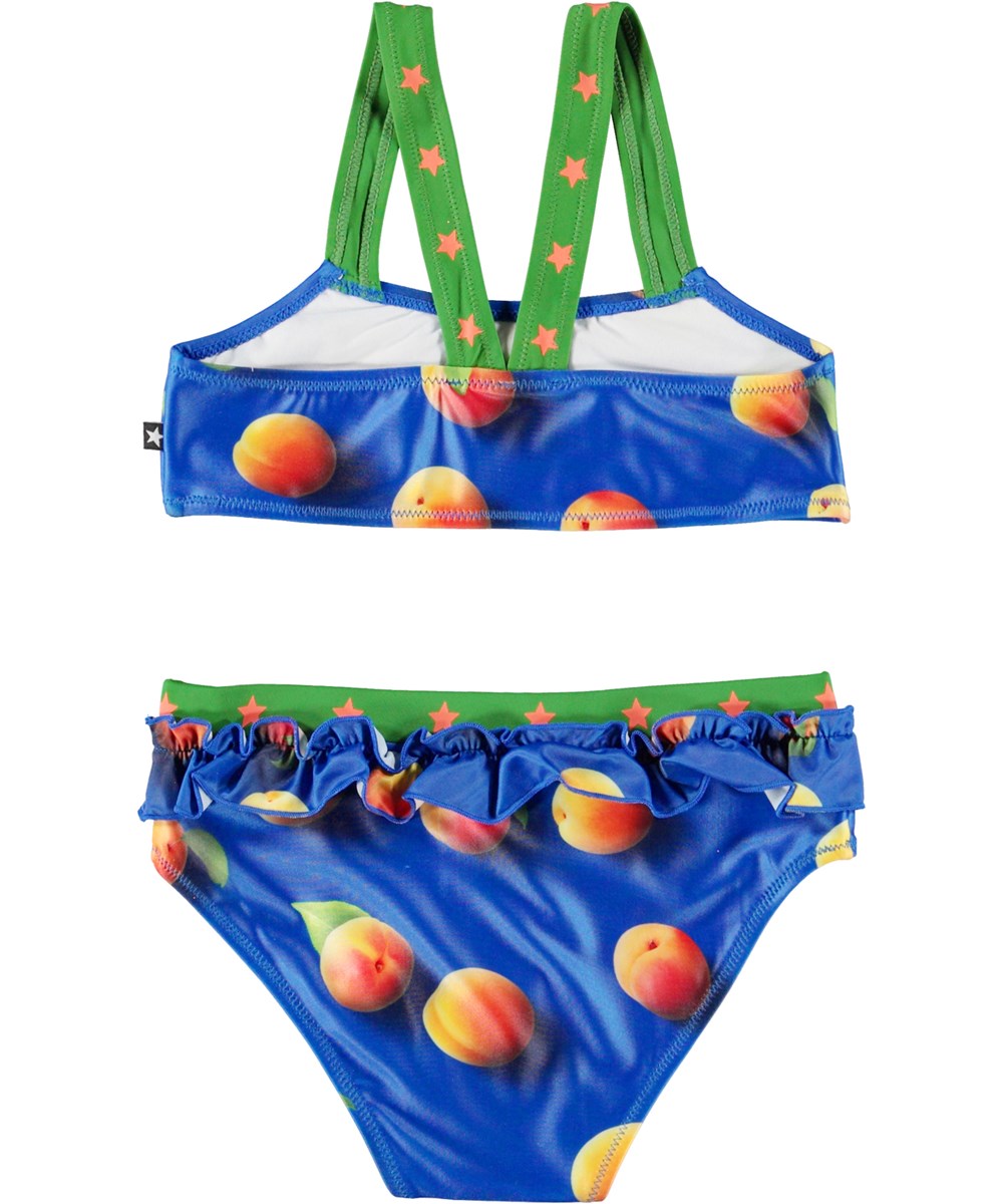 Naila - Apricot - Blue bikini with print of orange apricots
