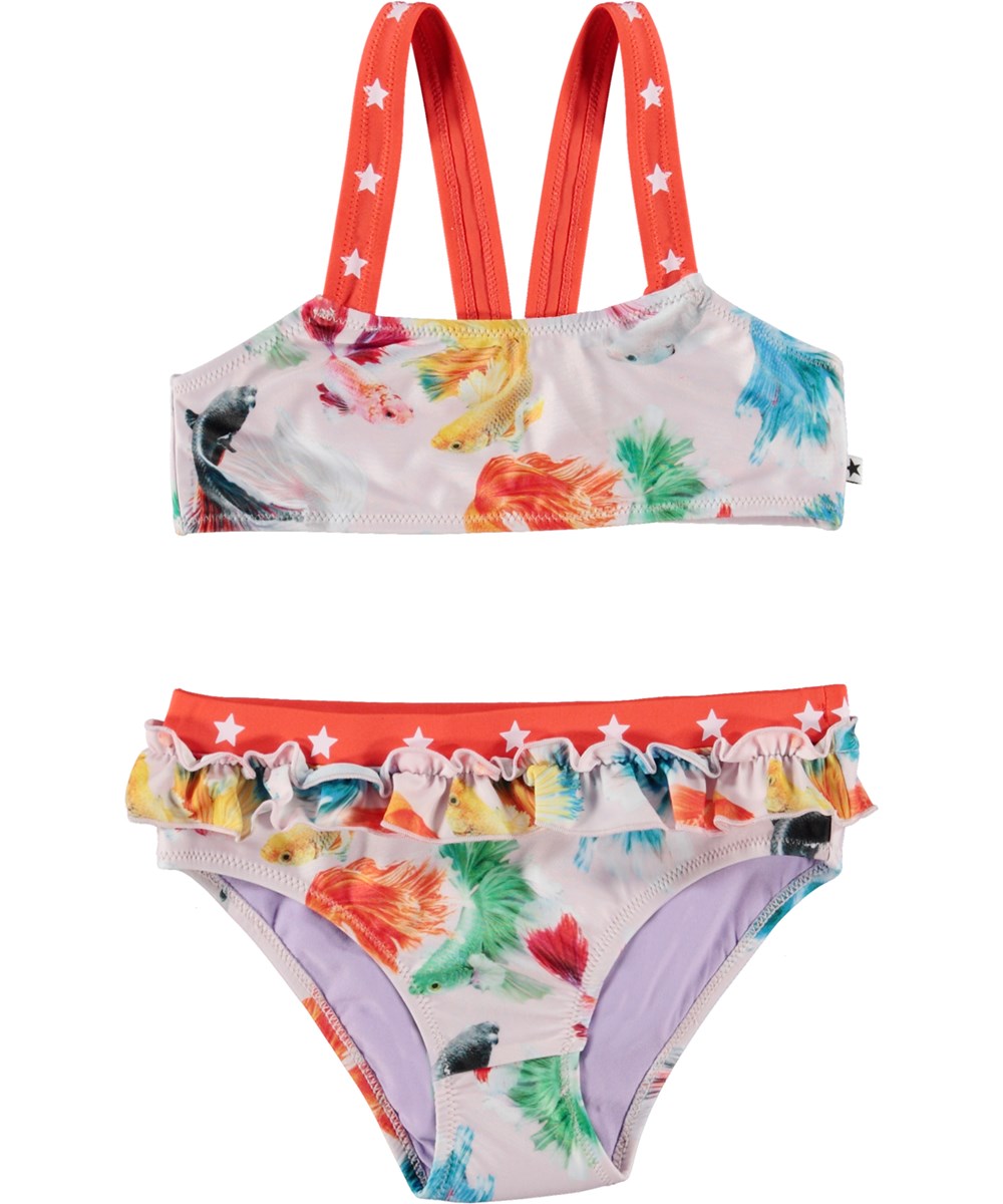 Naila - Betta Flowers - Pink bikini with fish print