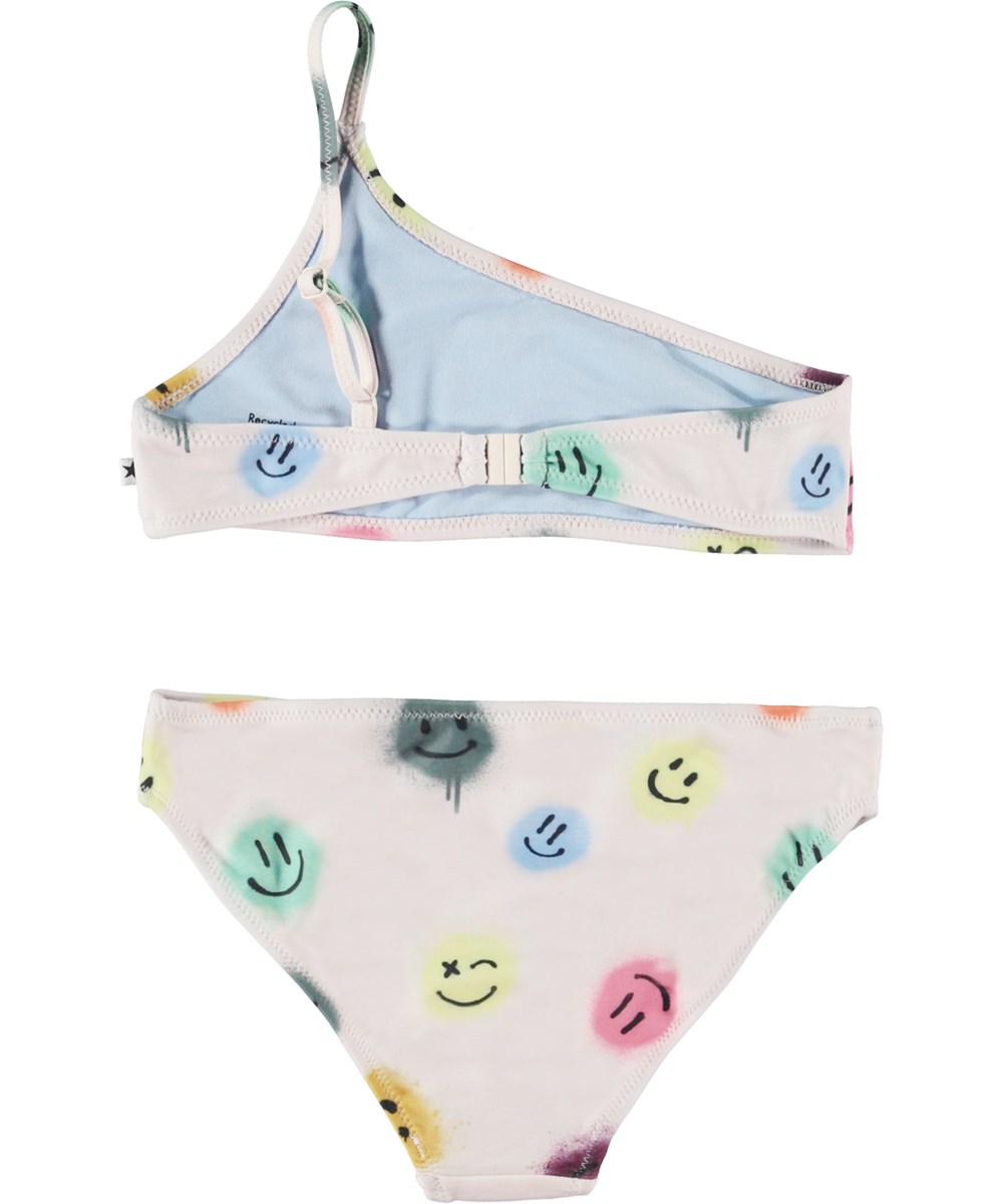 Naja - Happy Dots - Asymmetrical recycled rose bikini with smiley faces