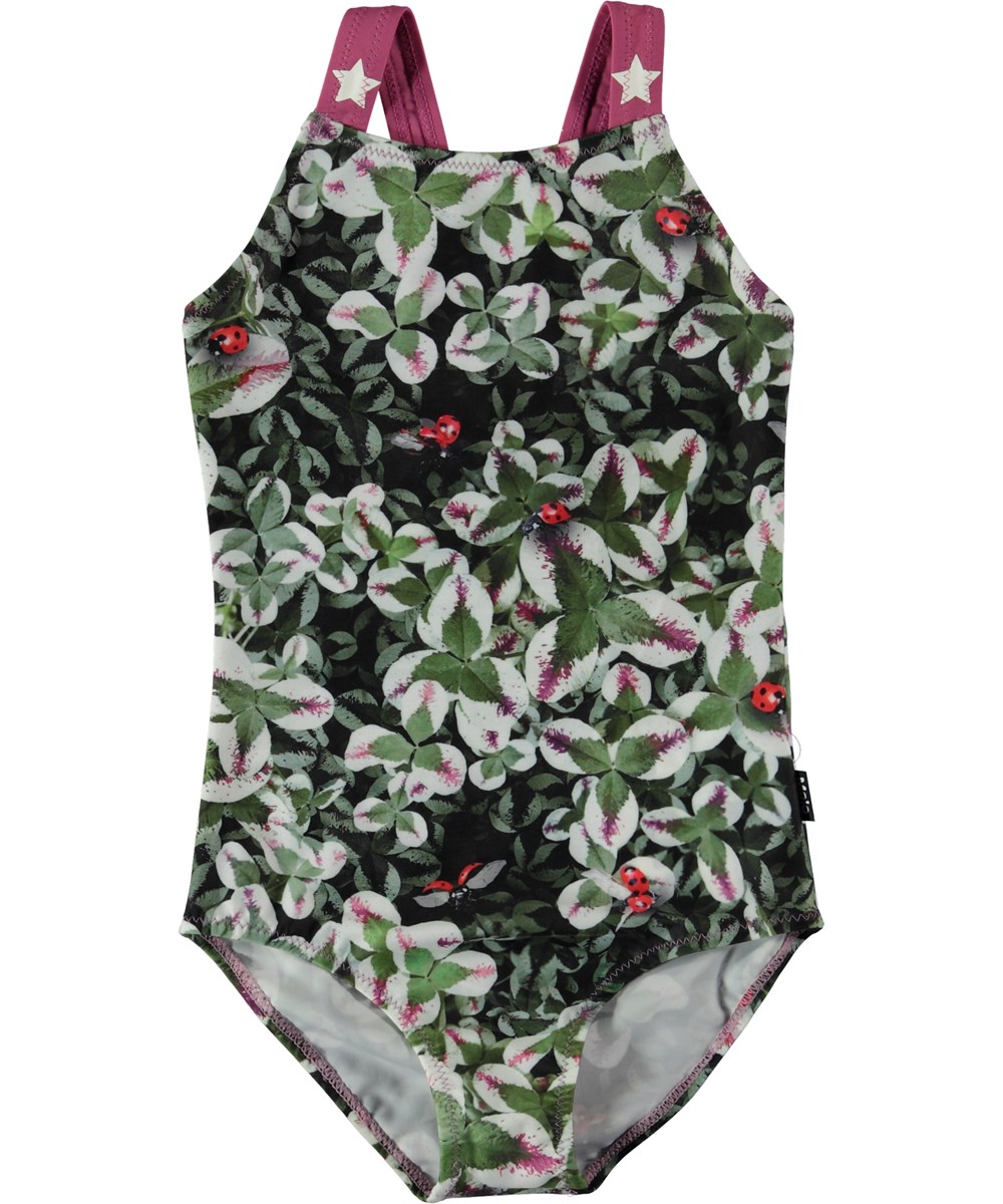 Nakia - Clover - Green swimsuit with clover print.