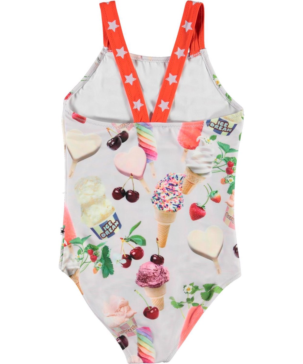 Nakia - Summer Snacks - UV swimsuit with summer snacks and stars