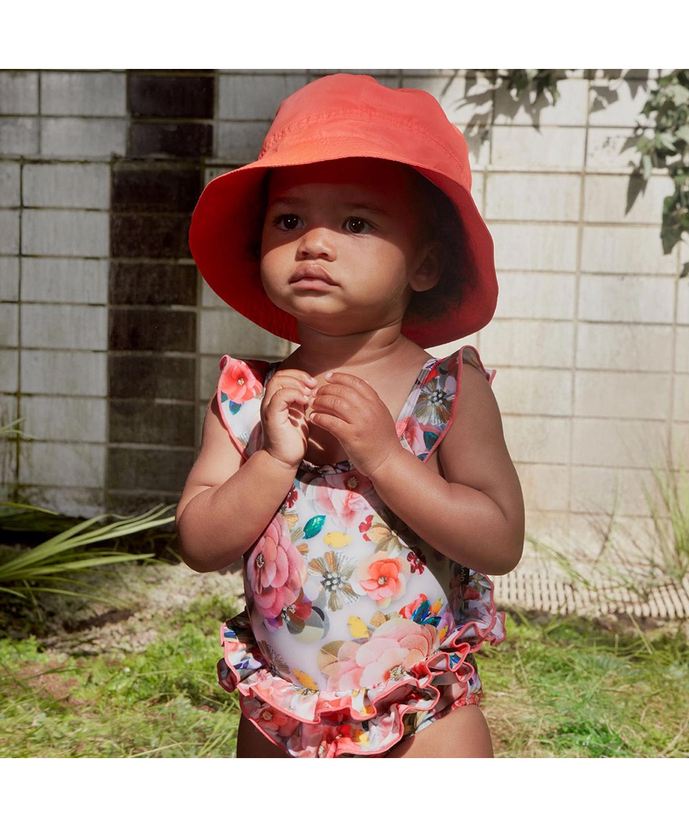 Nalani - Sequins Flowers - UV baby ruffle swimsuit with flowers 