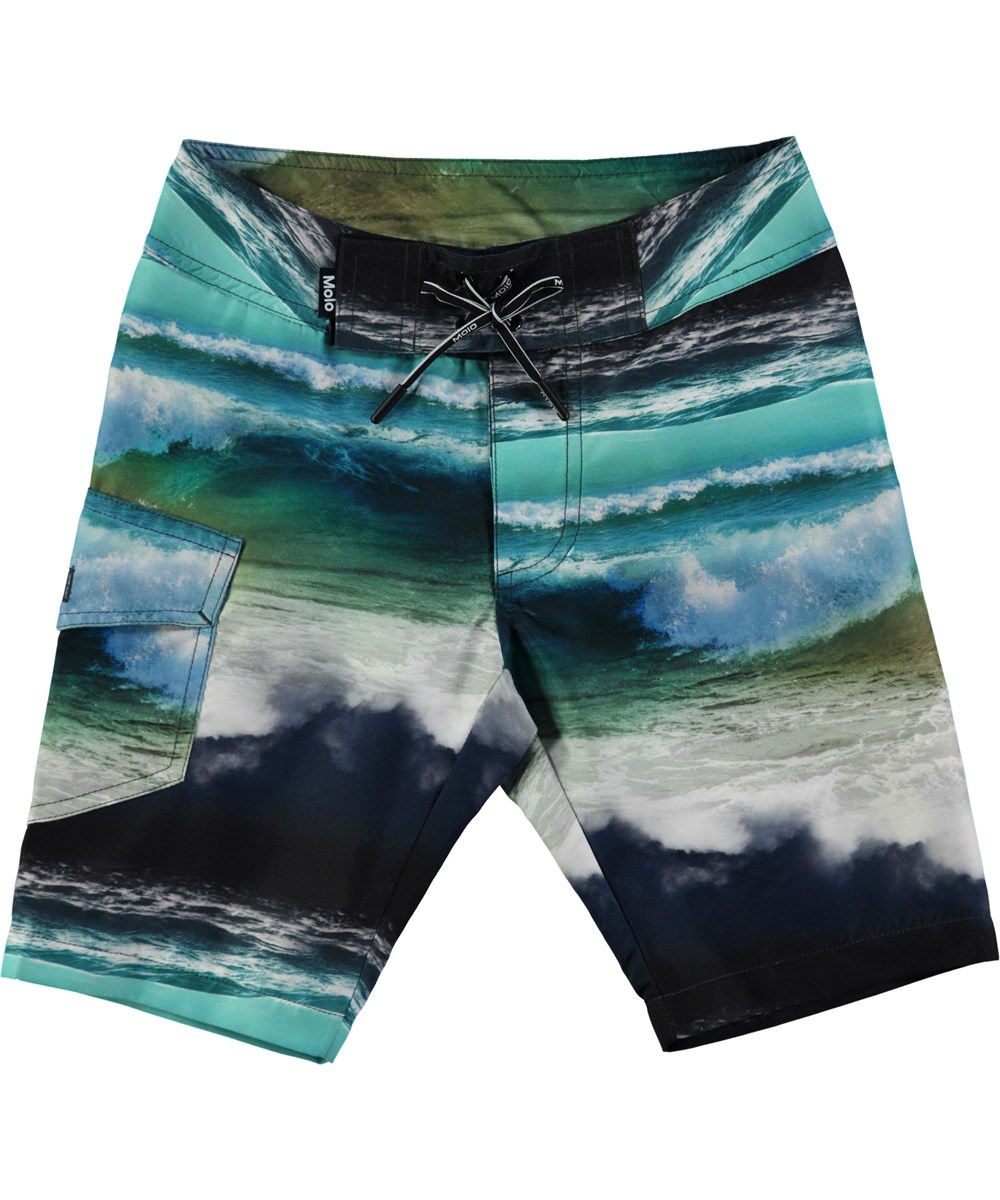 Nalvaro - Ocean Stripe - Loose fitting boardshorts with digital ocean print