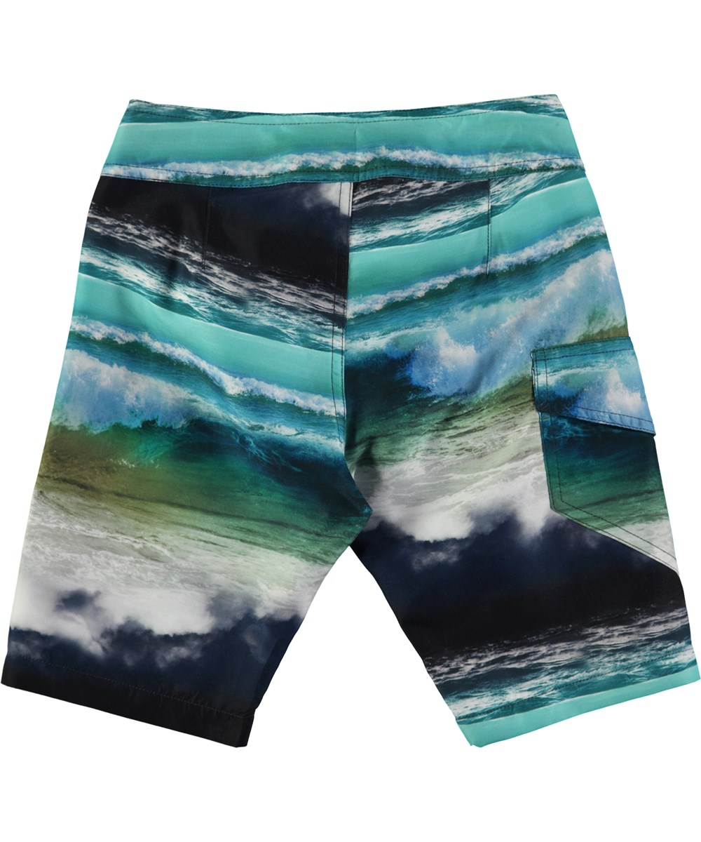Nalvaro - Ocean Stripe - Loose fitting boardshorts with digital ocean print