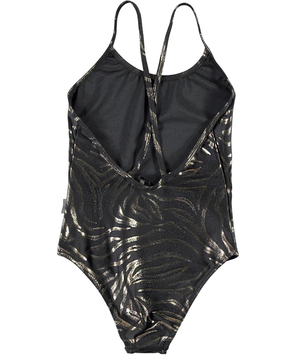 Nanna - Graphic Fish - Black UV swimsuit with gold