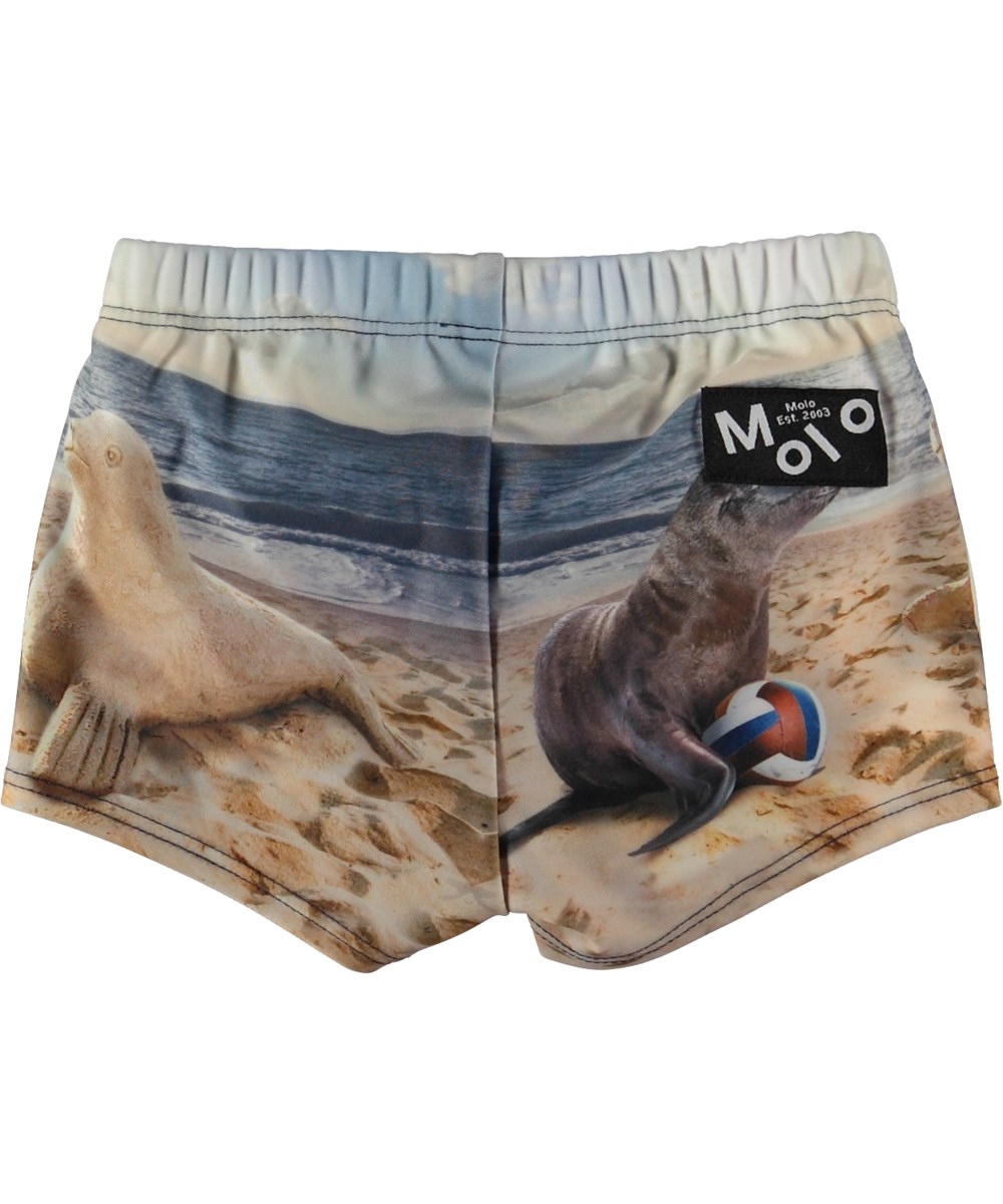 Nansen - Play With Me - Baby swim trunks with seal print. 