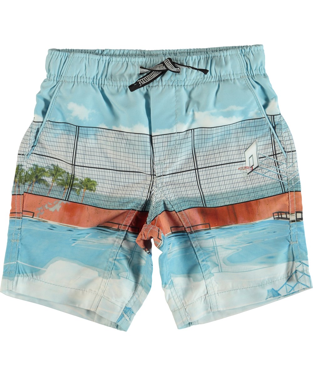 Nario - Basket Court - Swim trunks with basketball court.
