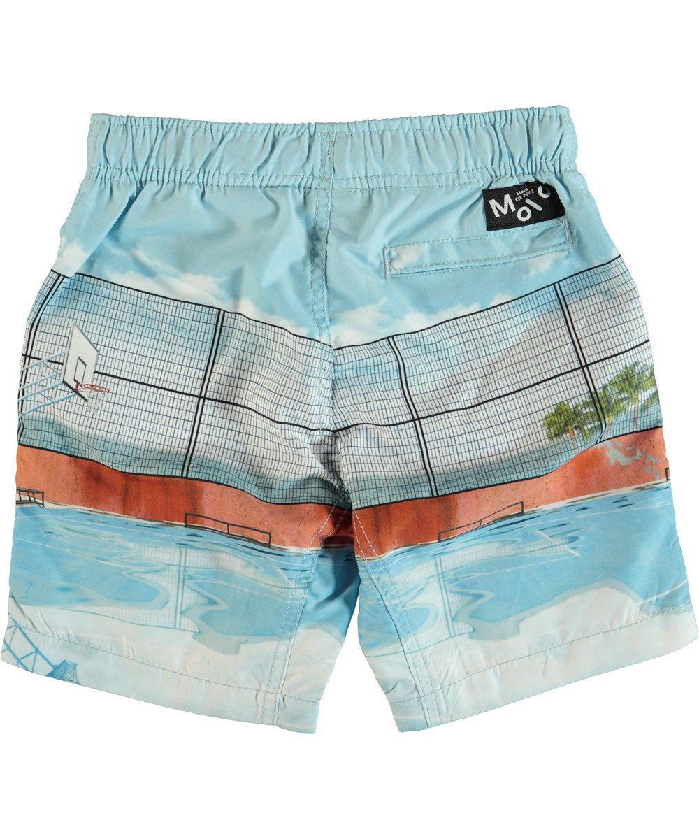 Nario - Basket Court - Swim trunks with basketball court.