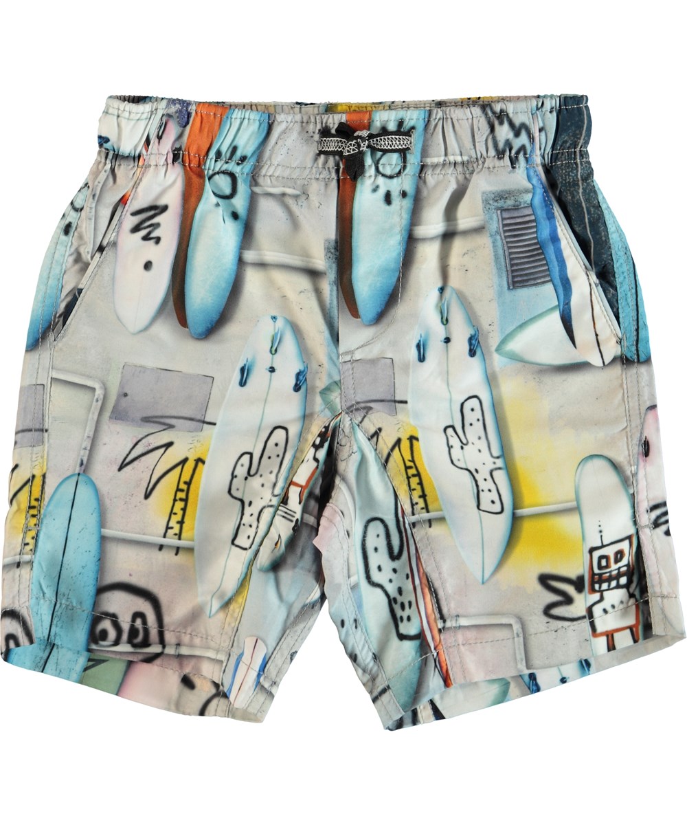 Nario - Summer Walls - Swim trunks with surfboards.