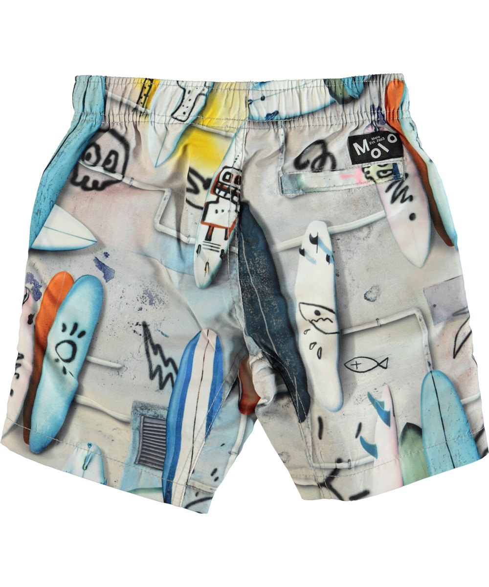 Nario - Summer Walls - Swim trunks with surfboards.