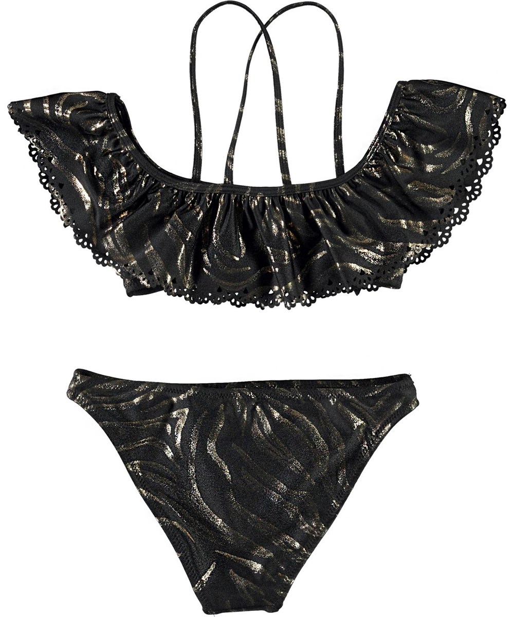 Natacha Graphic Fish Black bikini with gold pattern Molo