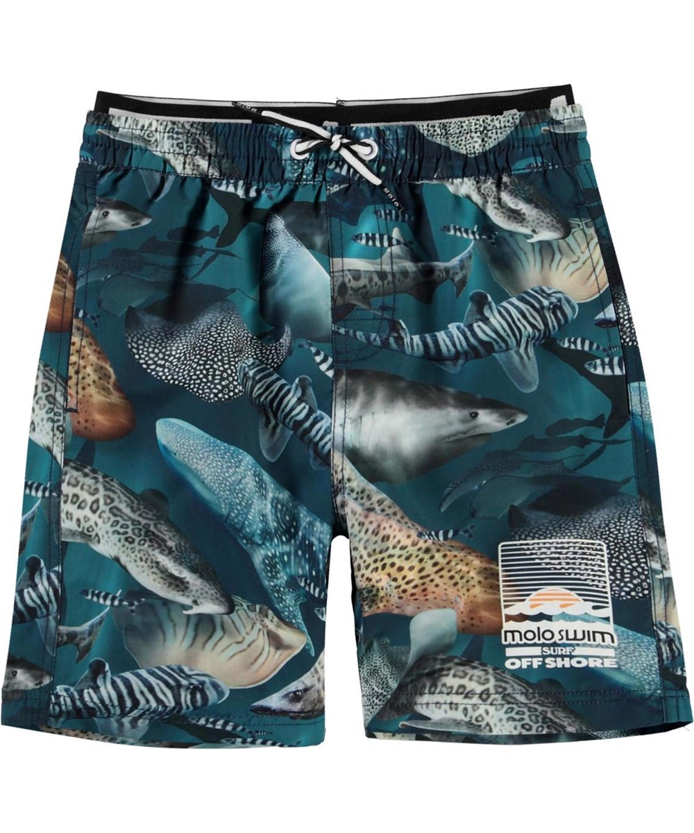 Neal - Amazing Sharks - UV long swim trunks with sharks 