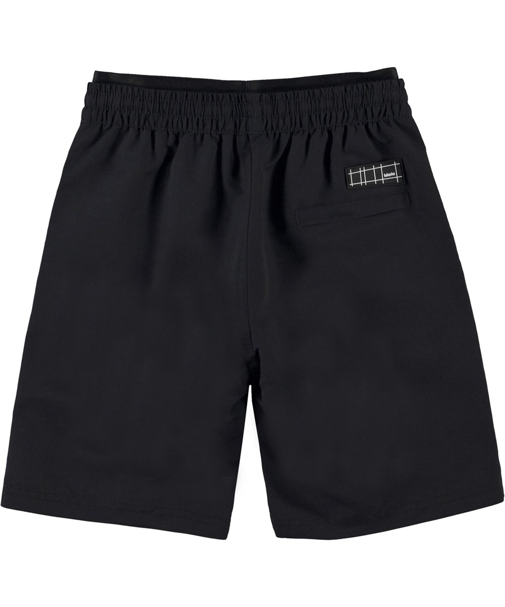 Neal - Black - Black swim shorts in a long, loose fit 