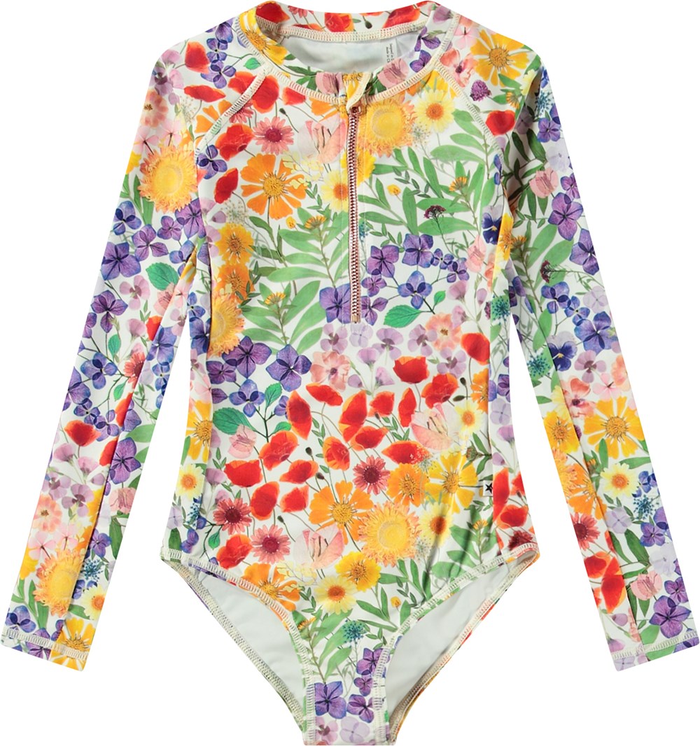 Necky Flowerpress Long-sleeved floral swimsuit for active